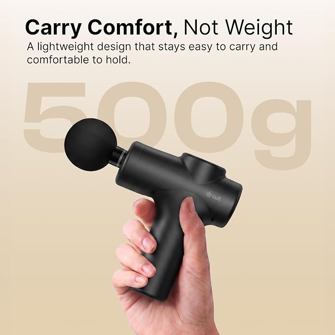 Portable Deep Tissue Massager for Full-Body Muscle Relief, Ultra-Lightweight Handheld Design, 6 Speed Levels, Up to 3-Hour Battery Life, 4 Interchangeable Heads, Deep Tissue Massager for Arms, Shoulders, Legs & Everyday Recovery