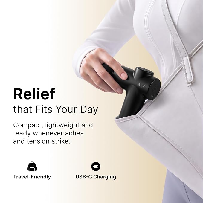 Portable Deep Tissue Massager for Full-Body Muscle Relief, Ultra-Lightweight Handheld Design, 6 Speed Levels, Up to 3-Hour Battery Life, 4 Interchangeable Heads, Deep Tissue Massager for Arms, Shoulders, Legs & Everyday Recovery